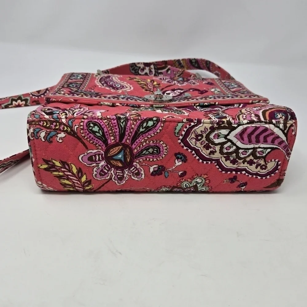VERA BRADLEY CALL ME CORAL TURN LOCK HANDBAG CROSSBODY TOP HANDLE PURSE WOMEN